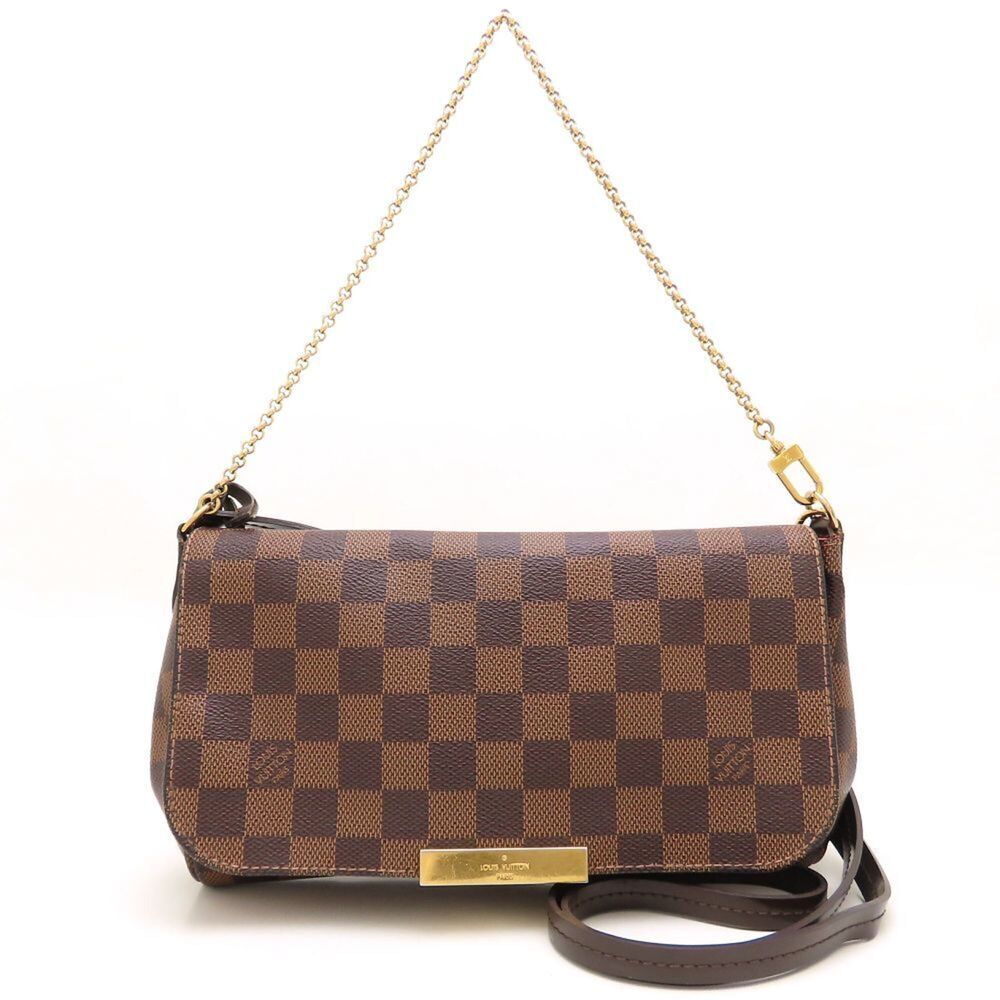 LOUIS VUITTON Damier Favorite MM N41129 Shoulder Bag, Ebene, Women's, 353560